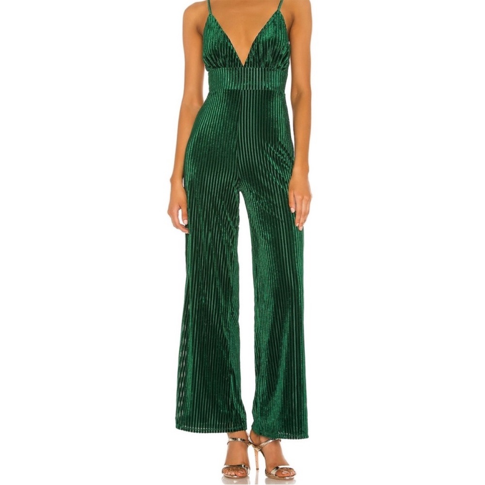 Privacy Please Emerald Velvet Jumpsuit